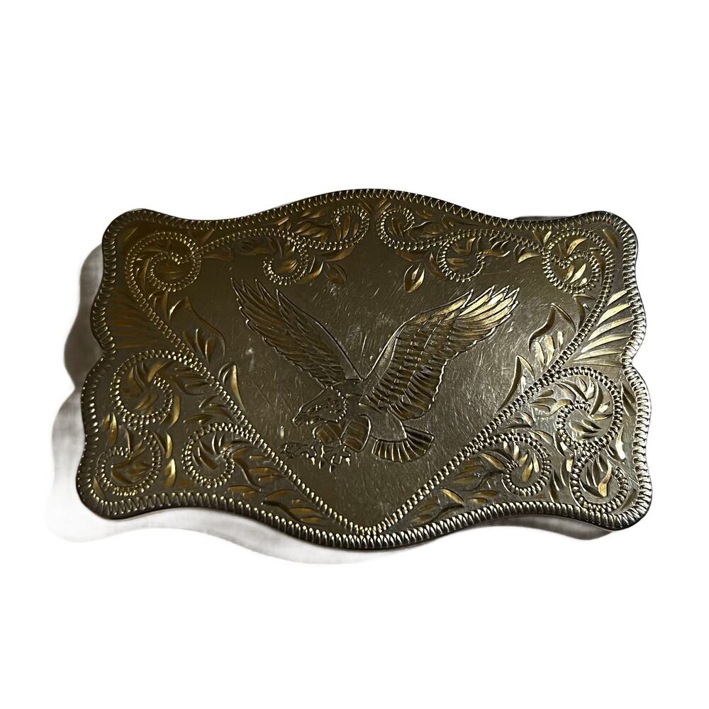 VTG Lazy K Black Hills Gold Tone Metal American Eagle Belt Buckle